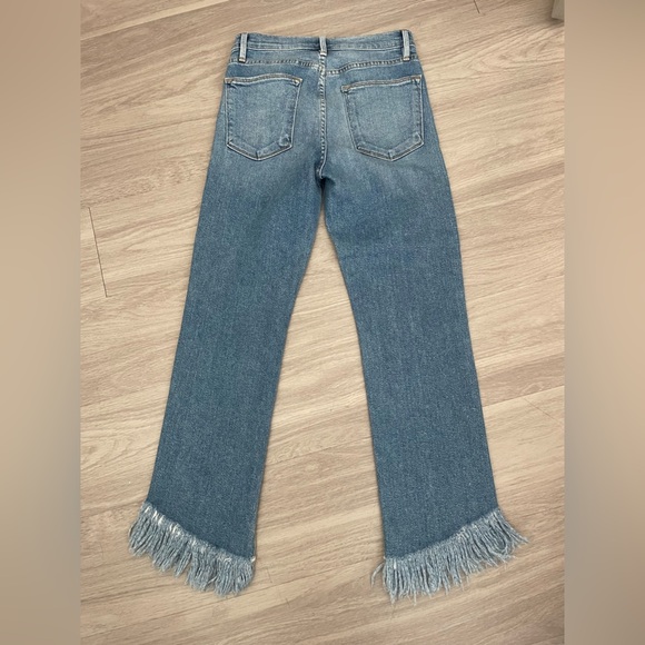 Frame le high straight Denim Jeans with Fringe Detail - Picture 3 of 3